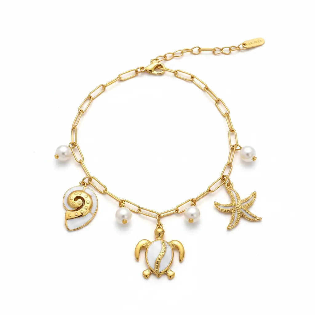 Collier NAIARA 4 perles fond blanc